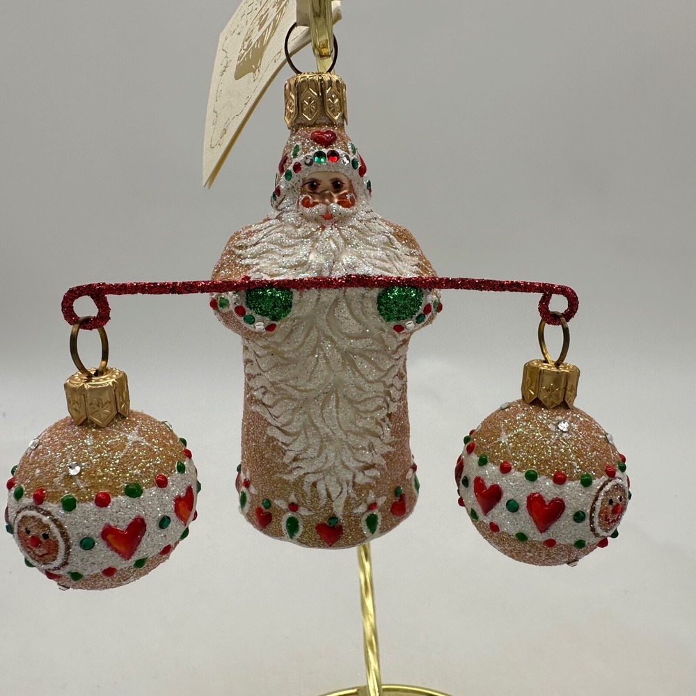 2007 Patricia Breen Balance Santa‎ Gingerbread Green Mittens 3.15" Ornament